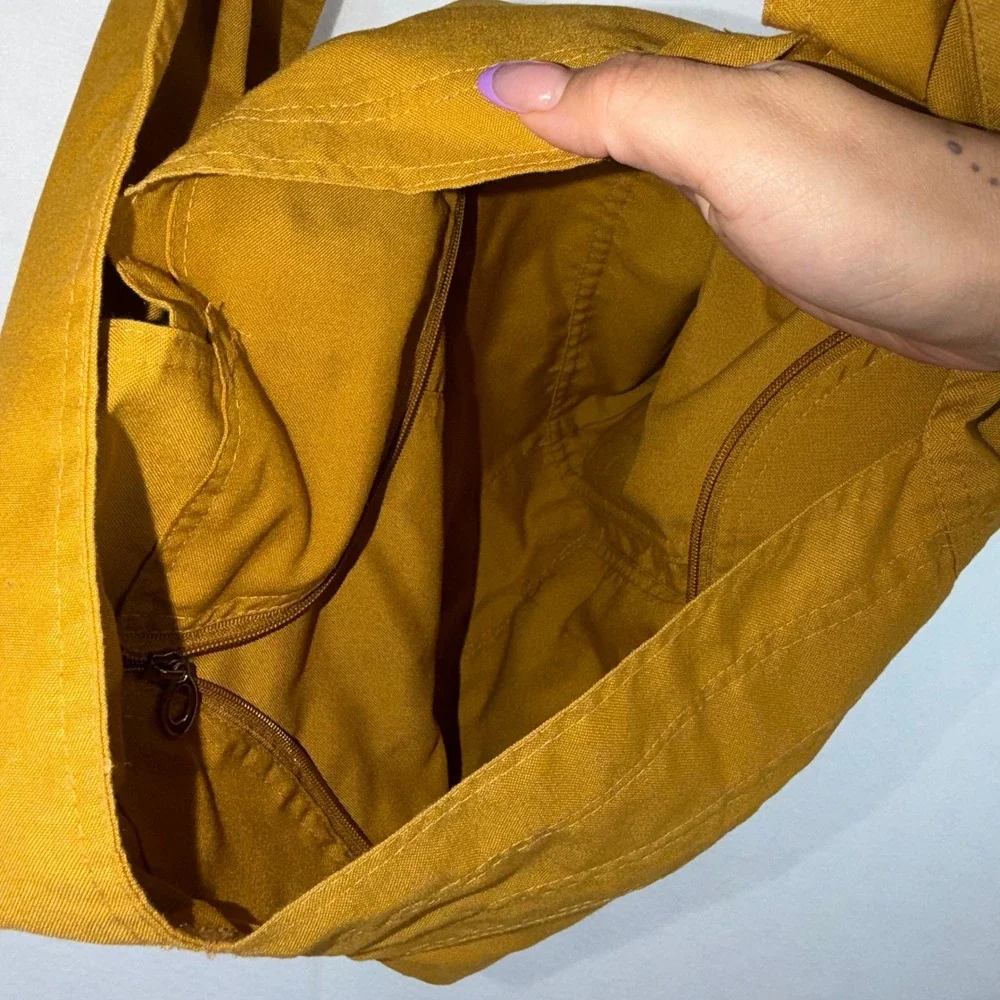 Gyuto Tantric Monastery Monk Bag Yellow Canvas Embroidered Tote Crossbody Boho